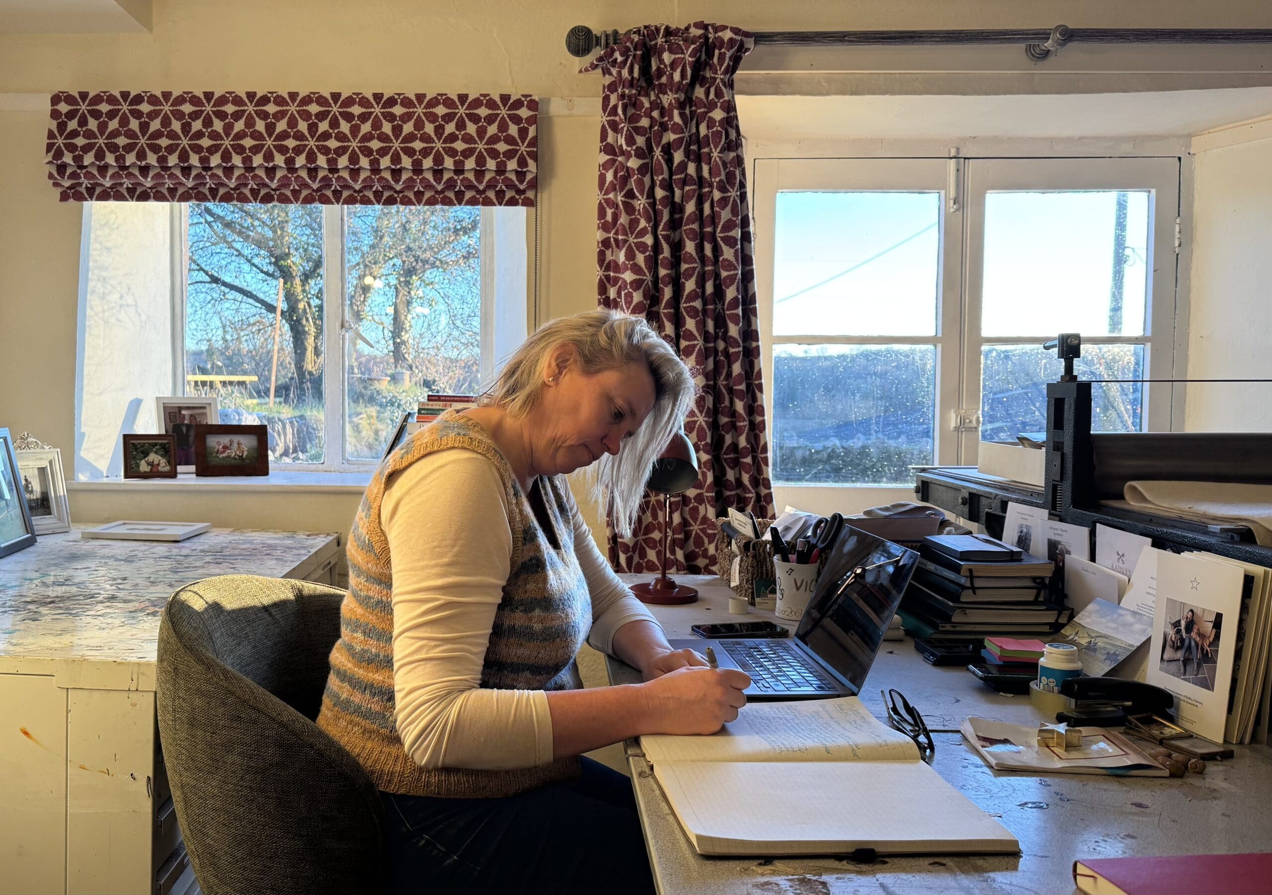 Victoria Irvine at her desk